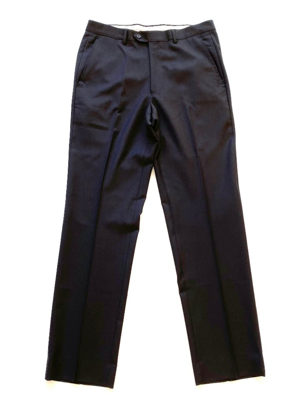 Santorelli Italy Mens 33x34 Dark Navy 100% Virgin Wool Romeo Flat Front Pants